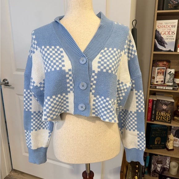 Cider Sweaters - Cider Blue and White Checkered Cardigan